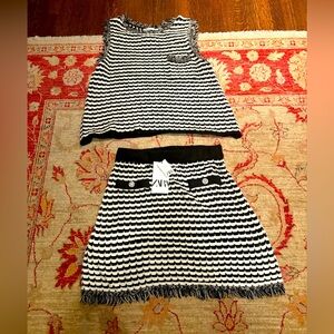 Zara Matching Skirt and Top Set with Bejewelled Buttons